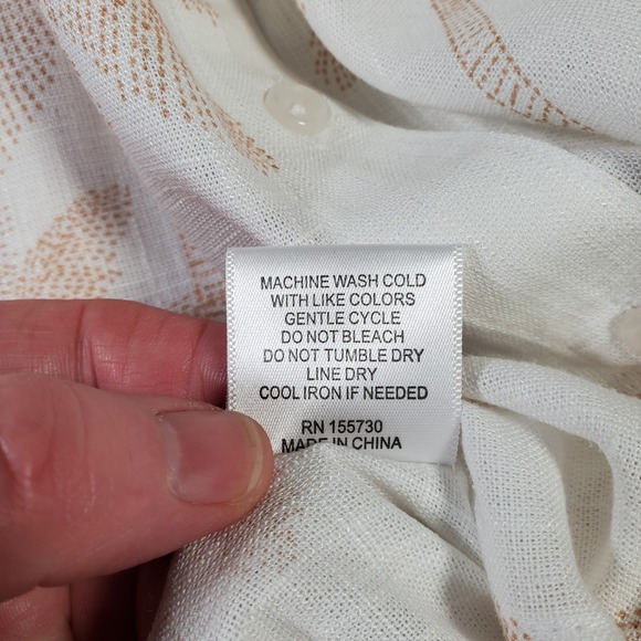 Calypso St Barth Top Womens 2X White Palm Tree Linen Blend Tropical Resort NEW - Picture 10 of 10